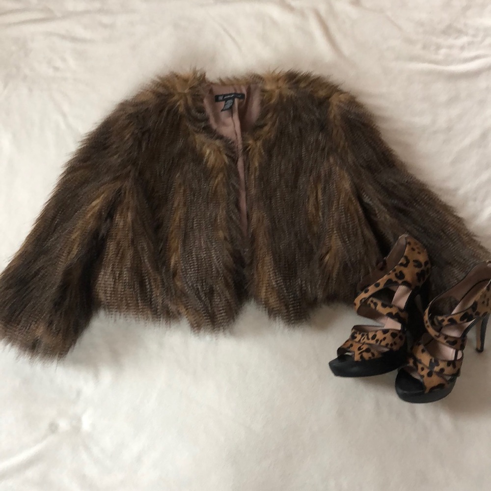 INC faux fur jacket.